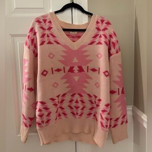 Pink Geometric Pattern Sweater